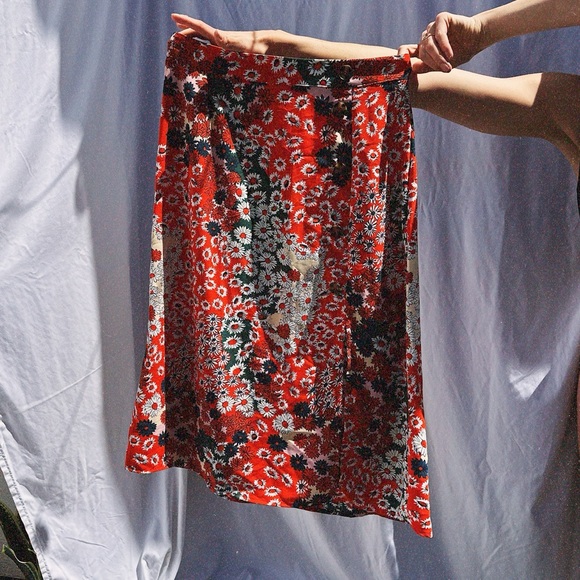 Floerns Women's Boho Floral High Waist Split A Line Midi Skirt Size Medium - Picture 5 of 11